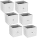 image 1 of Foldable Woven Fabric Storage Cube Box Drawer Insert Organiser Basket with Handle | White | White | Pack of 6 | 6