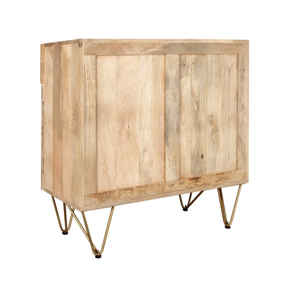 image 1 of Light Gold 2 Door Medium Sideboard - Solid Mango Wood - L40 x W90 x H80 cm | Brown