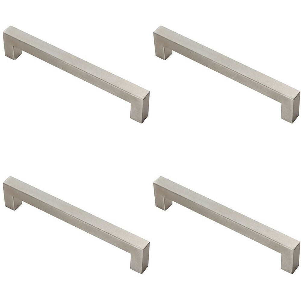 Loops 4x Square Linear Block Pull Handle 174 x 14mm 160mm Fixing Centres Satin Steel in Metallics