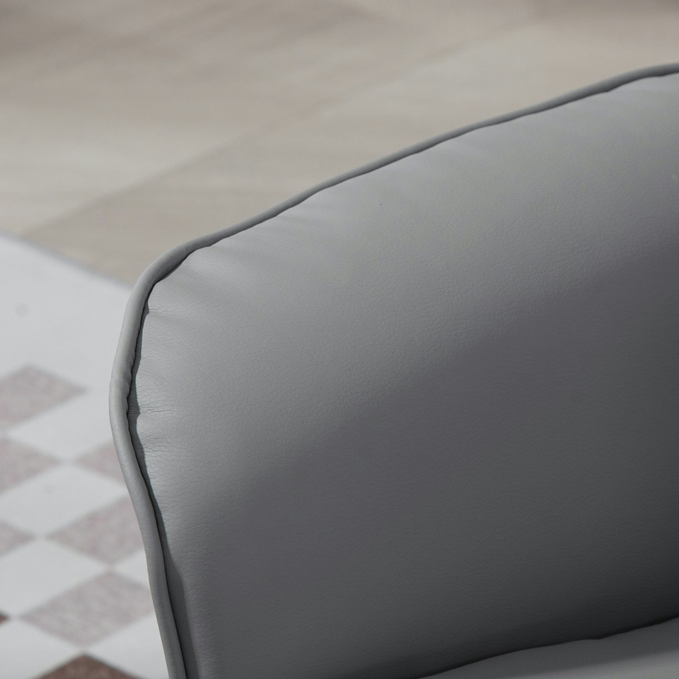 image 1 of HOMCOM PU Leather Armchair and Footrest Swivel Recliner w/ Ottoman Light Grey