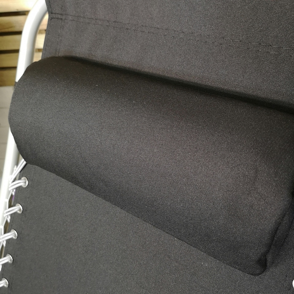 image 1 of Set of 2 Multi Position Garden Zero Gravity Relaxer Chair Sun Lounger in Black & Silver