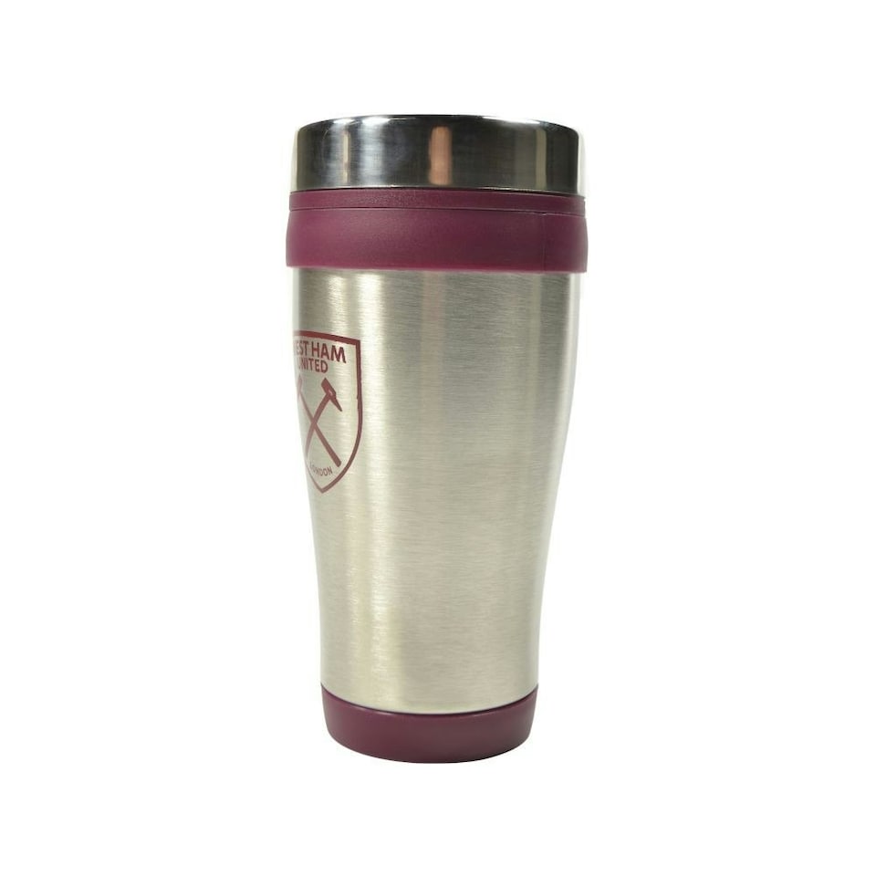 image 1 of West Ham United FC Executive Metallic Travel Mug - Silver/Maroon - One Size