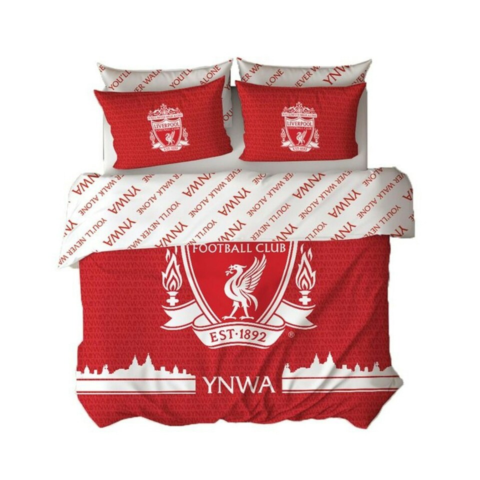 image 1 of Liverpool FC Tone Duvet Cover Set - Red/White - Double Red | Double