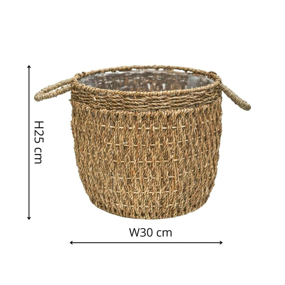 image 1 of Seagrass Lined Basket Natural Set of 2 N/A