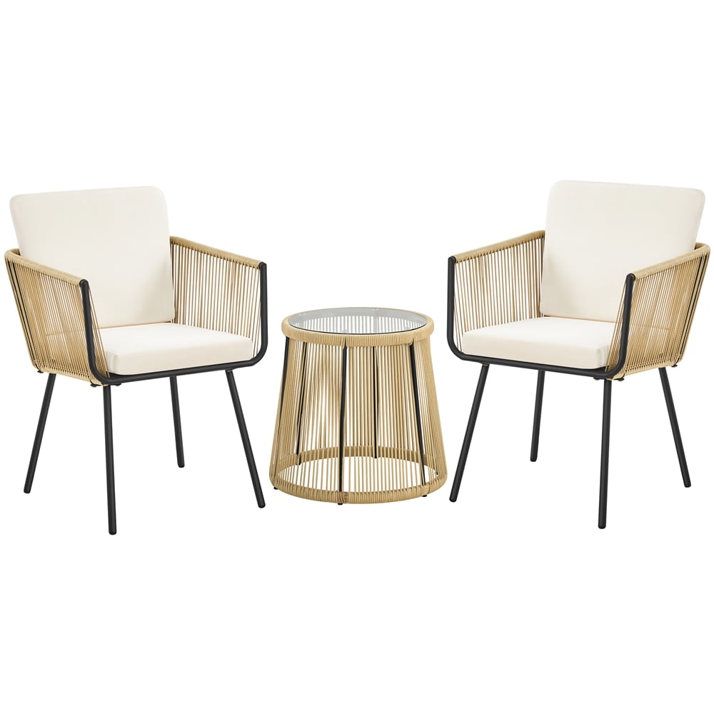 Yaheetech 3-Piece Outdoor Patio Bistro Set-Tan&Cream | Multi | Tan/Cream