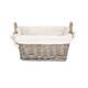image 2 of Small Antique Wash Handled Lined Storage Basket | White | White