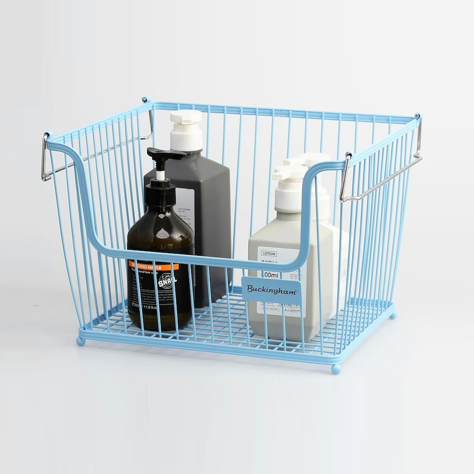 image 1 of Buckingham Multi-Purpose Stackable Storage Organising Basket 30.5 x 26.5 x 22 cm Baby Blue