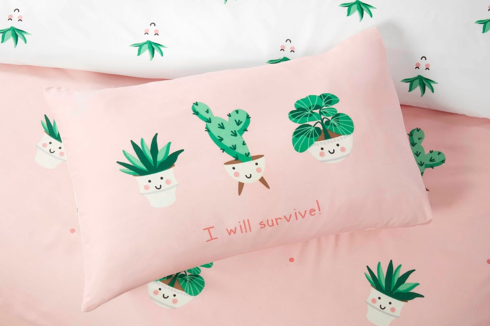 image 1 of I Will Survive Polyester Reversible Duvet Cover Set with Pillowcase | Multi | Pink | Single | 1