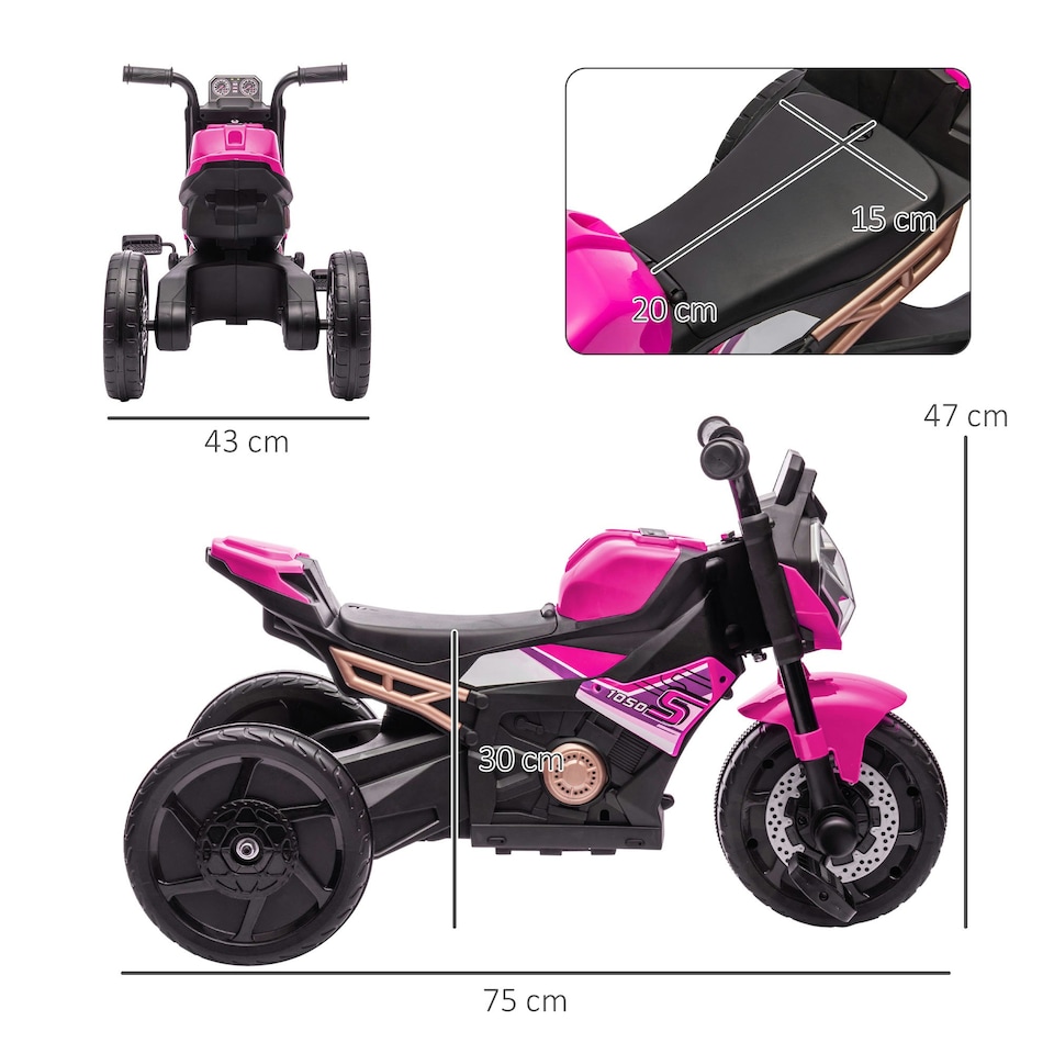 image 1 of AIYAPLAY 3 in 1 Baby Trike with Headlights, Music, Horn - Pink