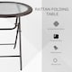 image 3 of Outsunny Folding Rattan Garden Dining Table, 68 cm Round Rattan Garden Table with Water Ripple Tempered Glass Top, Wicker Edging and Steel Frame for Outdoor, Patio, Brown