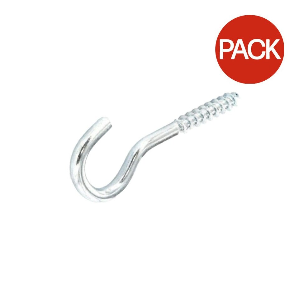 Securpak Zinc Plated Screw Hook (Pack of 40) - Silver - 55mm x 8mm