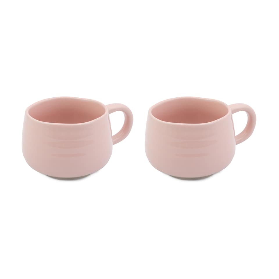 image 1 of Jamie Oliver Big Love Pink Stoneware Mugs, Set of 2, 375ml | Pink | Pink