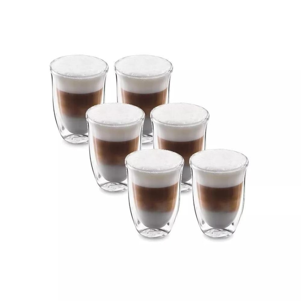 image 1 of De'Longhi DLSC301 Double Walled Cappuccino Glasses Pack of 6 Clear
