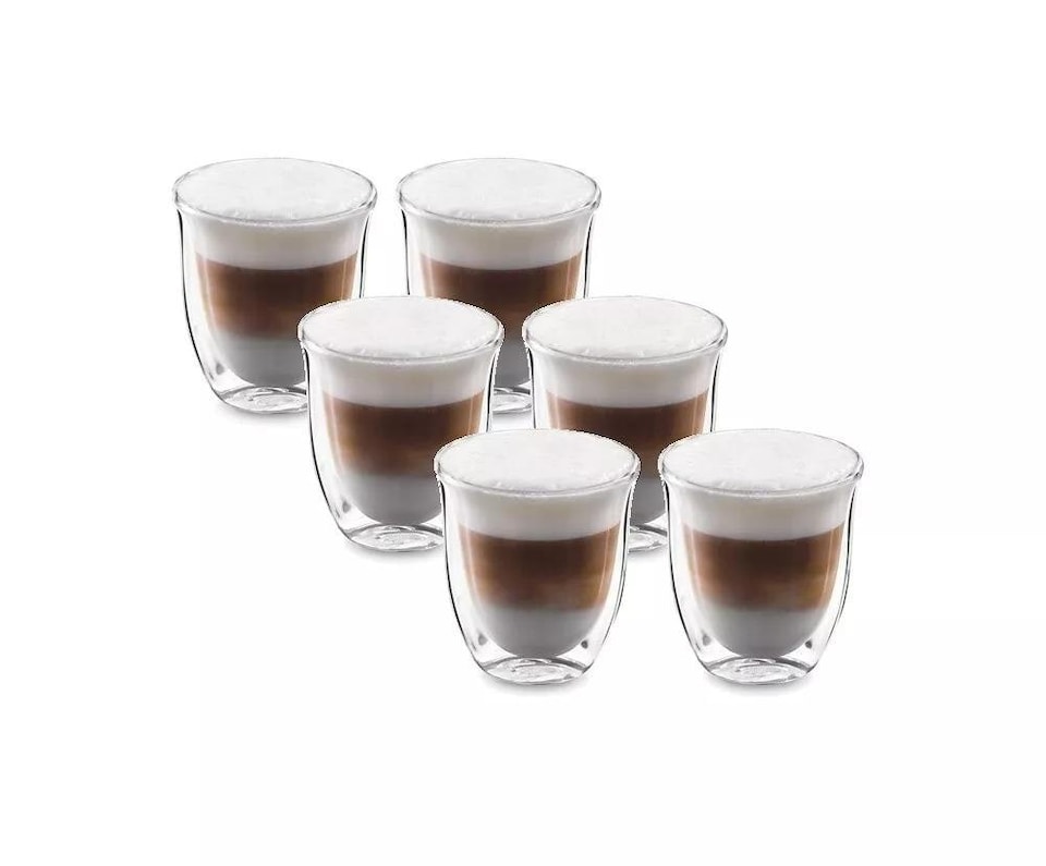 image 1 of De'Longhi DLSC301 Double Walled Cappuccino Glasses Pack of 6 Clear