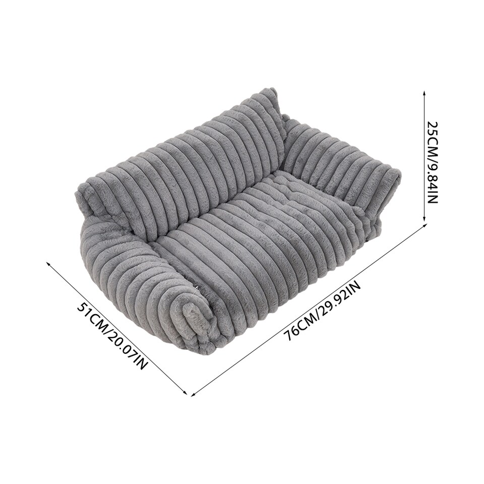 image 1 of Living and Home Plush Pet Sofa Bed with Removable Cover, Soft Cushion for Cats & Dogs | Grey | L
