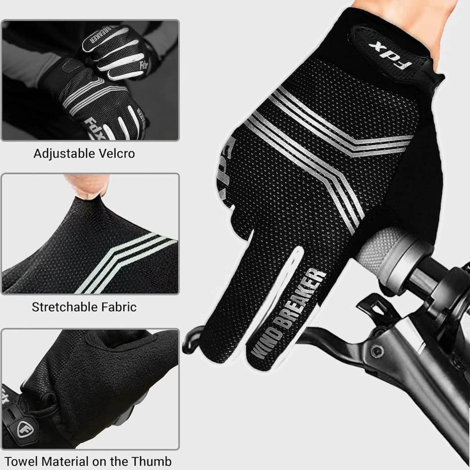 image 1 of Dryrest Full Finger Winter Cycling Gloves Thermal Windproof Padded Glove