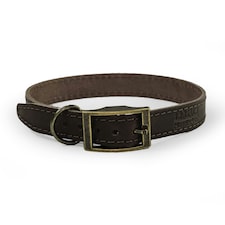 HugglePets Legacy Leather Dog Collar - Chocolate Brown | M