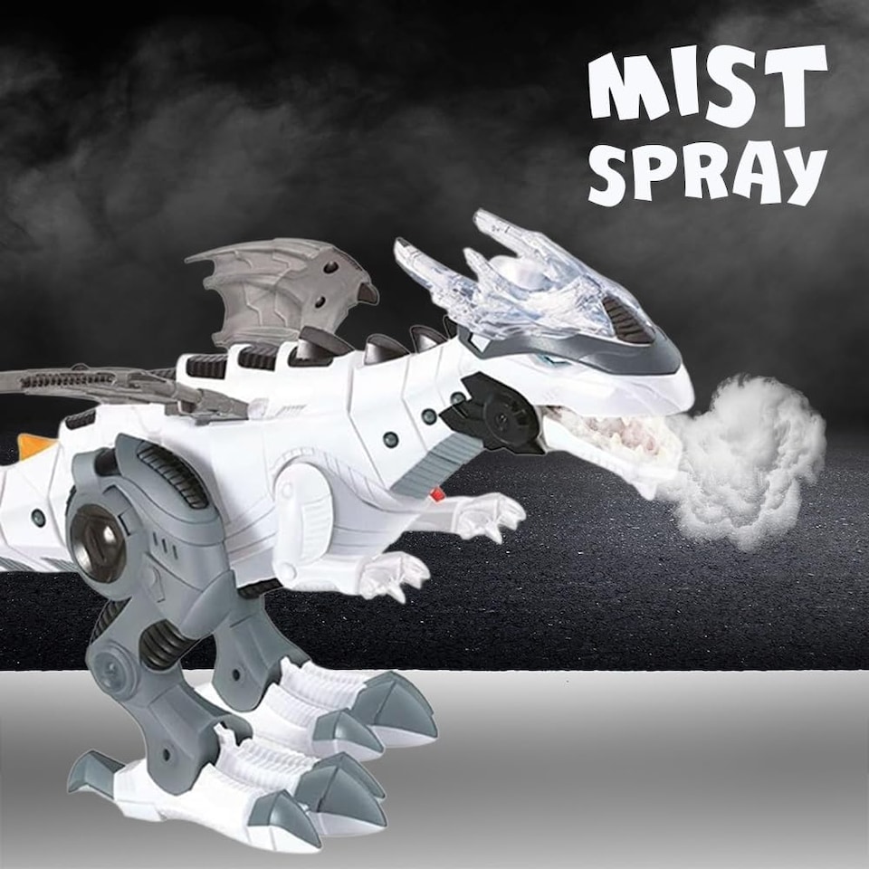 image 1 of Alivio Fire-Breathing Dinosaur Toy with Lights & Sounds (white)