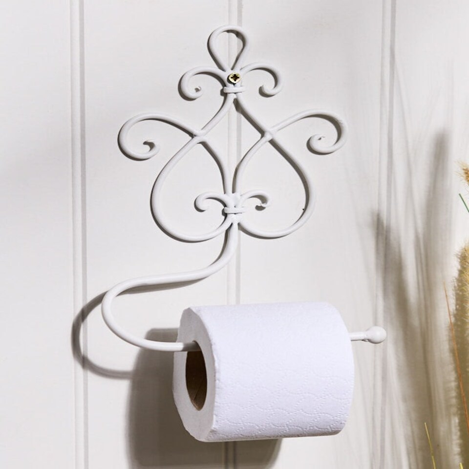 image 1 of Lyon White Iron Wall Toilet Roll Holder
