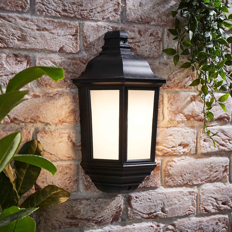 image 1 of ValueLights Black Aluminium IP44 Rated Outdoor Porch Wall Mounted Flush Lantern | Black