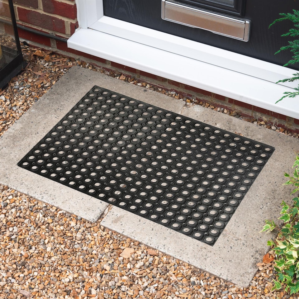 image 1 of Nicola Spring Heavy Duty Door Mat - 80 x 60cm - Rubber Indoor Outdoor Floor Mat Dirt Trapper Rug Non Slip Doormat