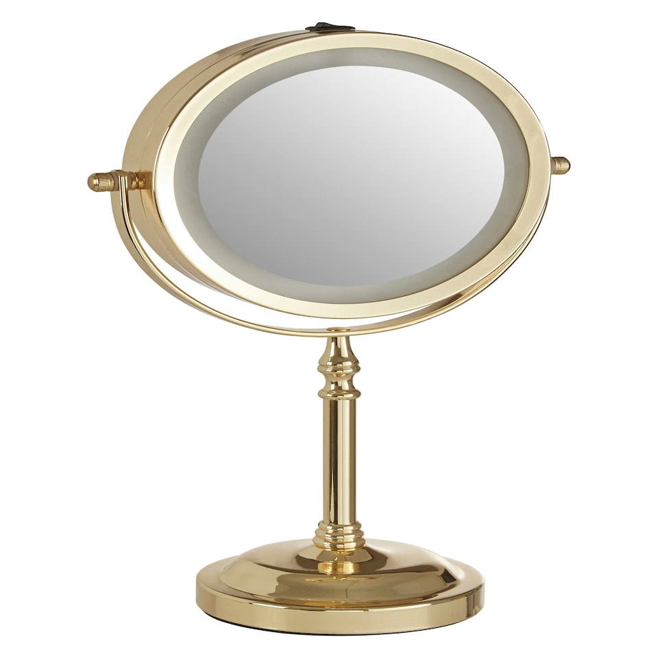 image 1 of Cassini Gold Colour Iron Led Table Mirror Gold