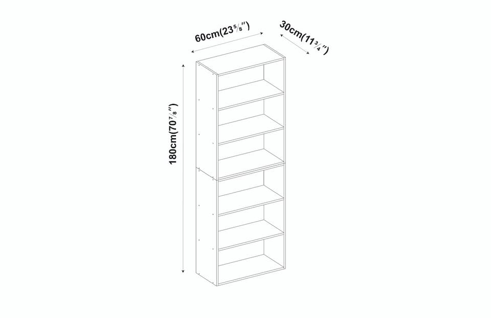 image 1 of Wide 6-Tier Bookcase | Grey | 1
