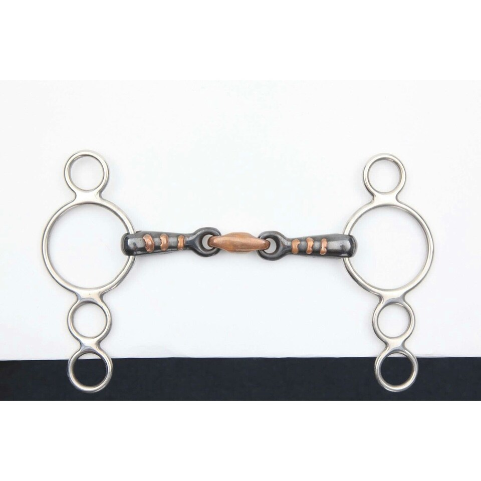 image 1 of Shires Dutch Sweet Iron Lozenge Horse 3 Ring Gag Bit - Black - 5in