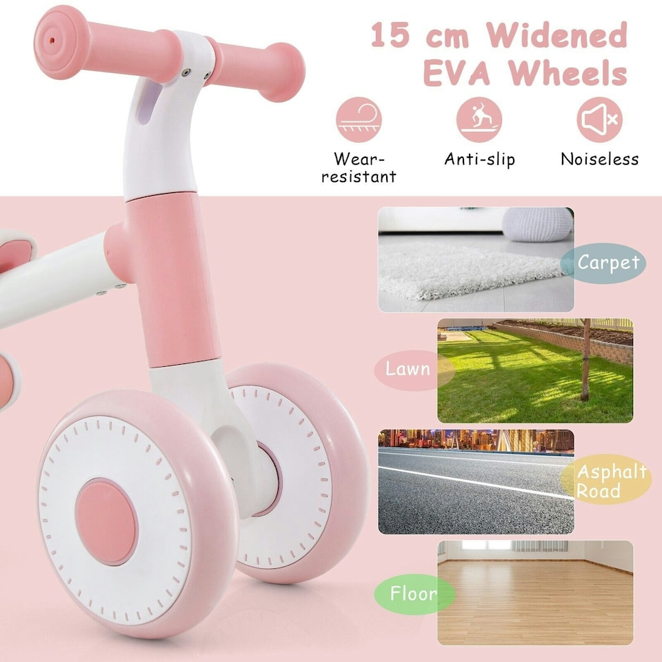 image 1 of COSTWAY Baby Balance Bike 4 Wheels Toddler First Bike Pink