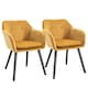 image 1 of HOMCOM Upholstered Velvet Fabric Bucket Seat Dining Armchair Set of 2 Yellow