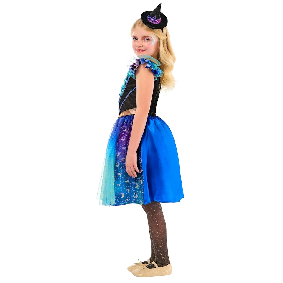 image 1 of Bristol Novelty Girls Cosmic Witch Costume - Blue - 7-8 Years Blue | 7