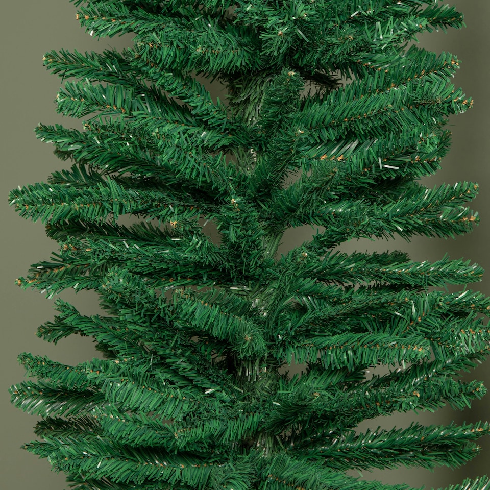 image 1 of 8ft (2.4m) Green Artificial Pencil Christmas Tree With Green Metal Stand and 460 Tips