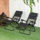 image 1 of Outsunny Garden Recliner Chairs Set of 2, Outdoor Foldable Zero Gravity Chairs Set with Footstool and Detachable Headrest, Black
