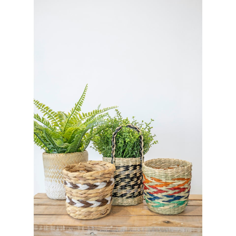image 1 of KitchenCraft Plant Basket Mixed Seagrass Striped Multi