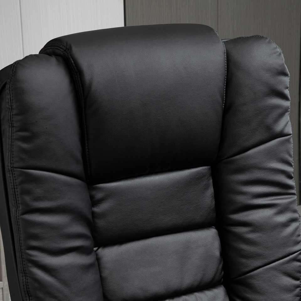 image 1 of HOMCOM Swivel Manual Recliner and Footrest Set PU Leather Lounge Chair Black