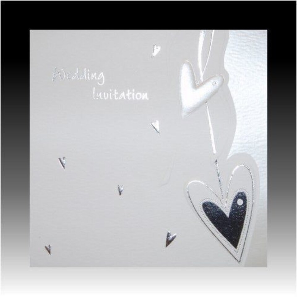 image 1 of Pack of 5 Luxury White Wedding Invitations with Hearts & Pearlised Edge