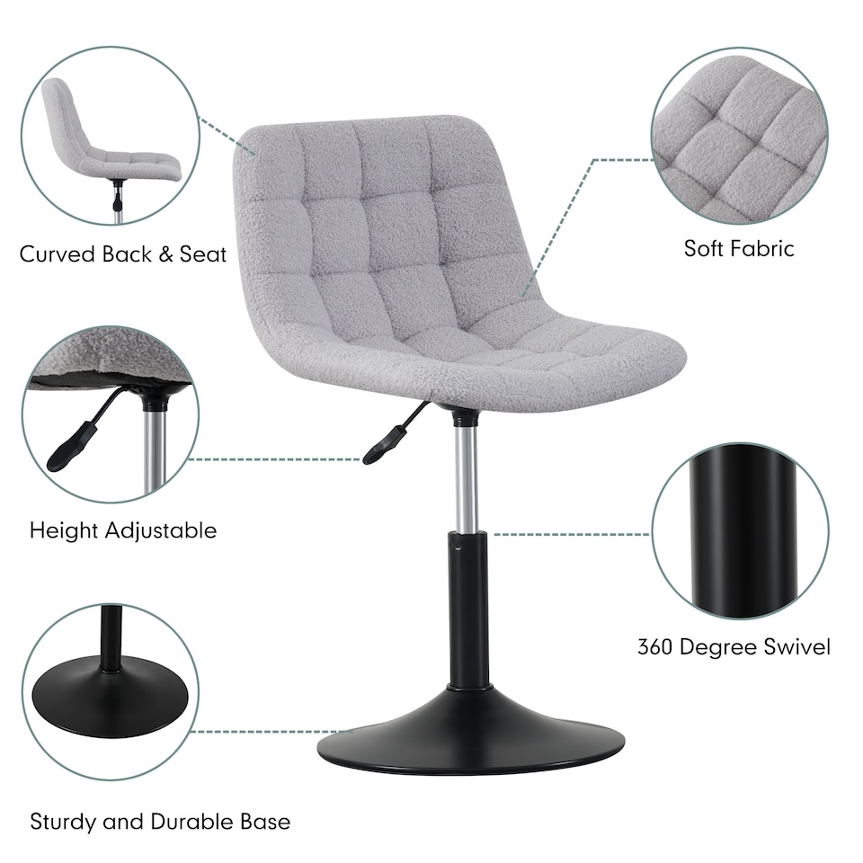 image 1 of MCC Direct Bouclé Fabric Swivel Dressing Table Chair Vanity Accent Stool Drake