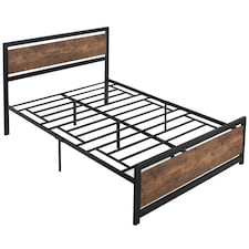 HOMCOM Double Size Metal Bed Frame w/ Headboard & Footboard, 144x195x103cm