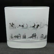 Animo Glass Engraved Votive Tealight Holder Santa