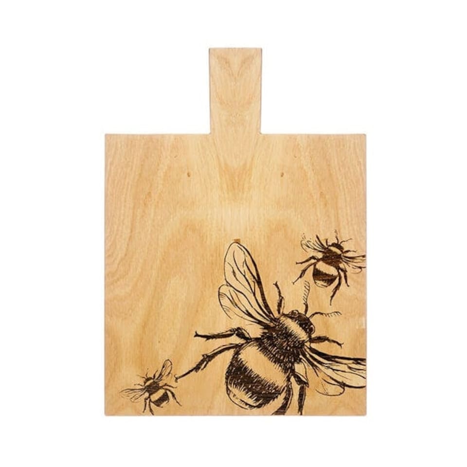 image 1 of The Just Slate Company Bee Medium Oak Serving Paddle