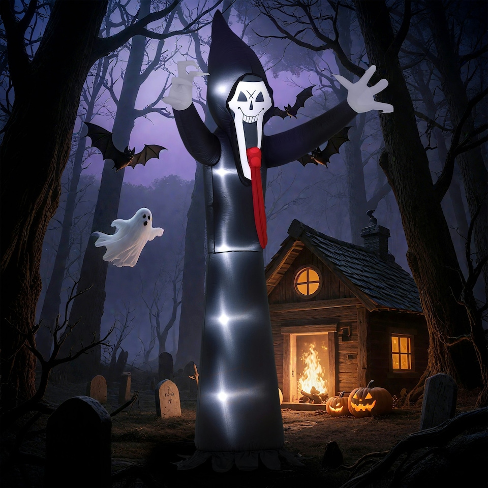 image 1 of Outsunny 10 FT Grim Reaper Halloween Inflatable for Indoor, Outdoor Party