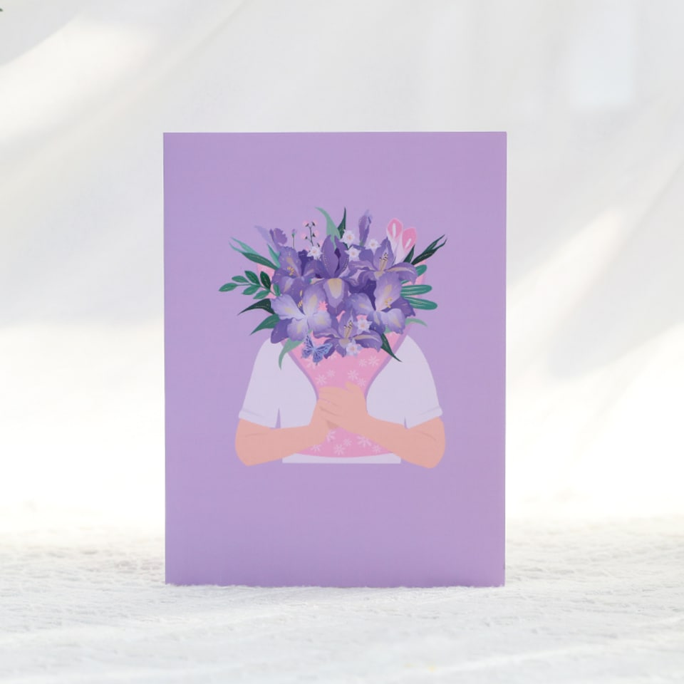 image 1 of Orchids in Hand 3D Pop Up Greeting Card