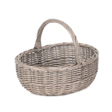 Large Unlined Antique Wash Wicker Bathroom Shopping Basket | Grey | Grey | L