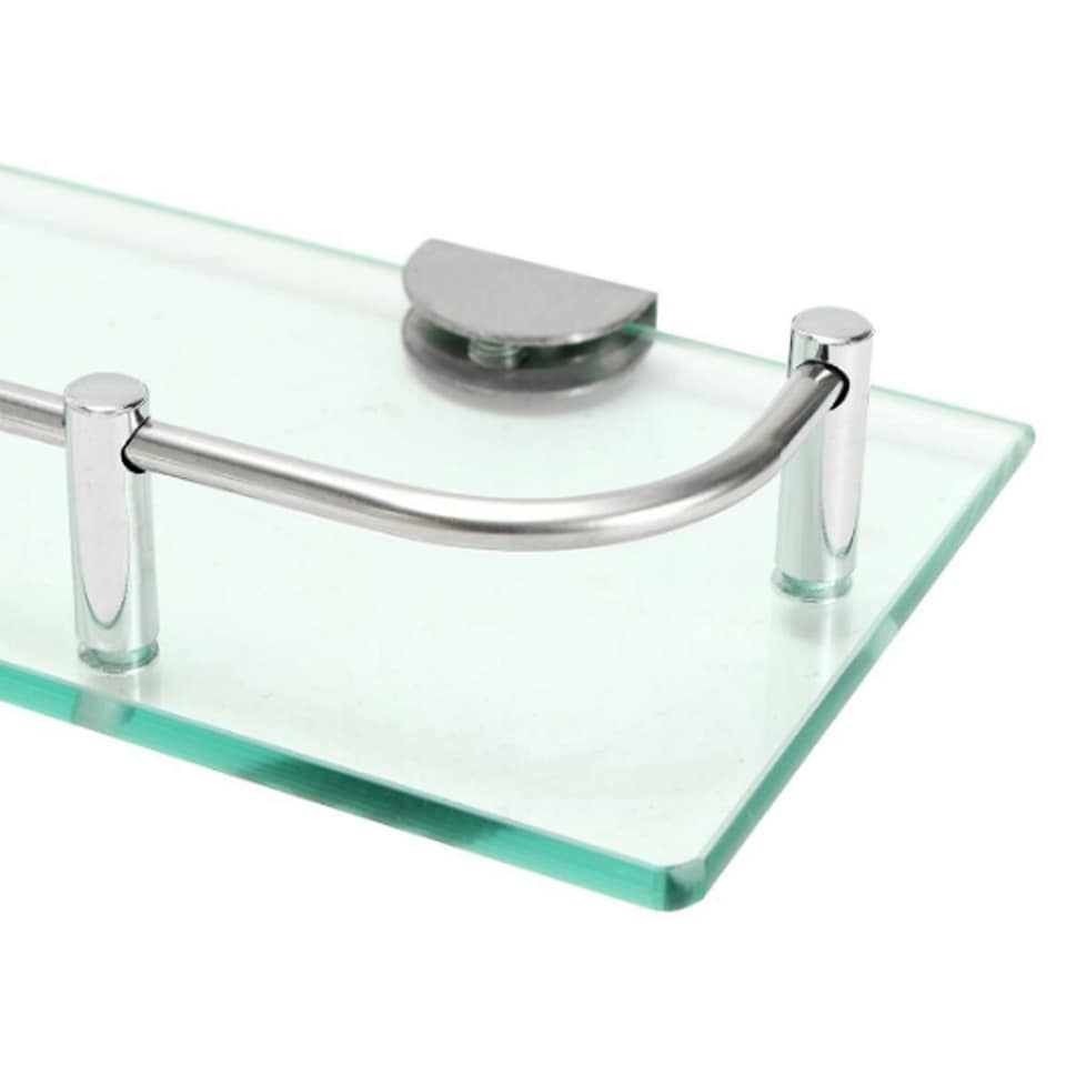 image 1 of Living and Home Bathroom Tempered Glass Shelf Wall Mounted - 50cm | Multi