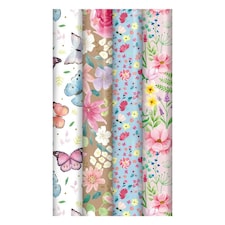 Pack of 4 3m Floral Design Gift Wrap Rolls | Multi