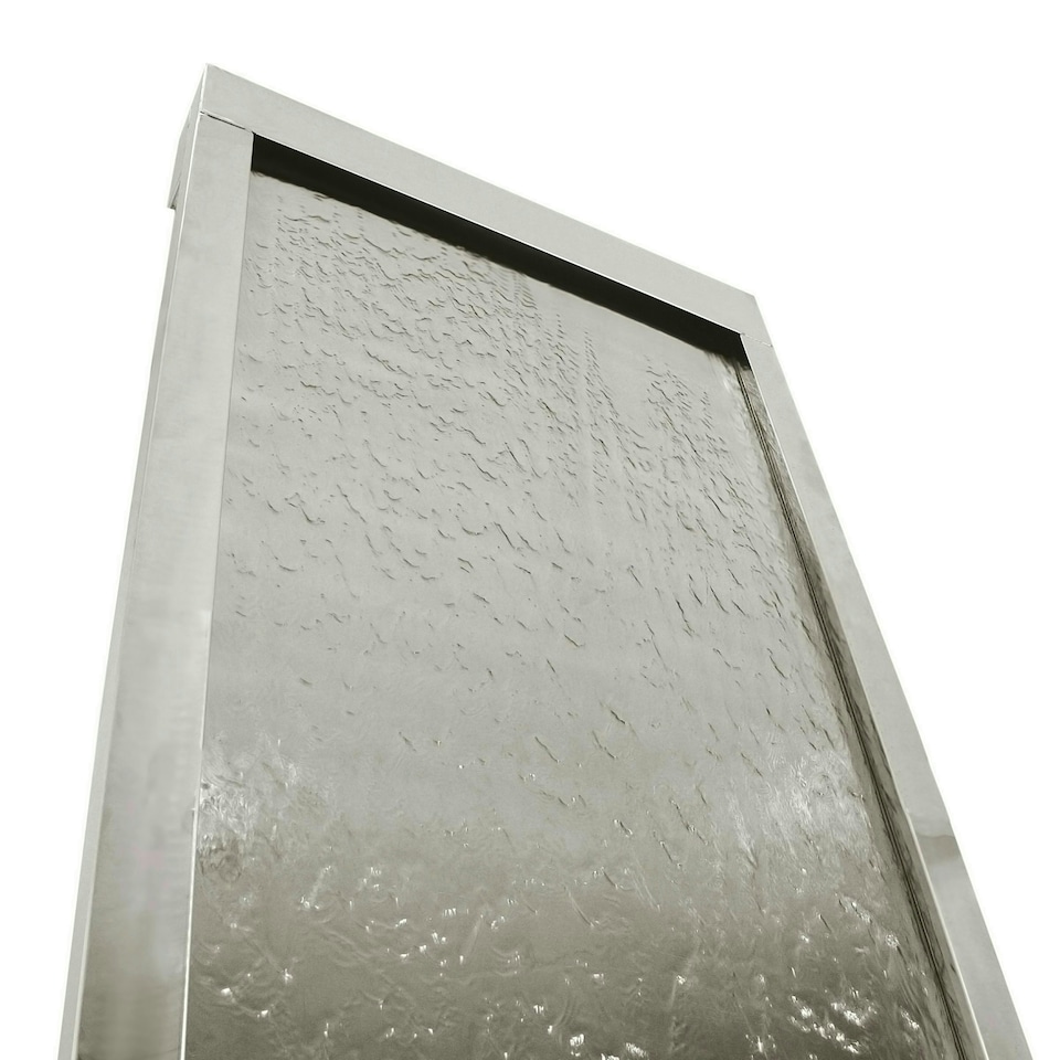 image 1 of Primrose Giant Brushed Stainless Steel Water Wall Cascading Feature Silver 174cm