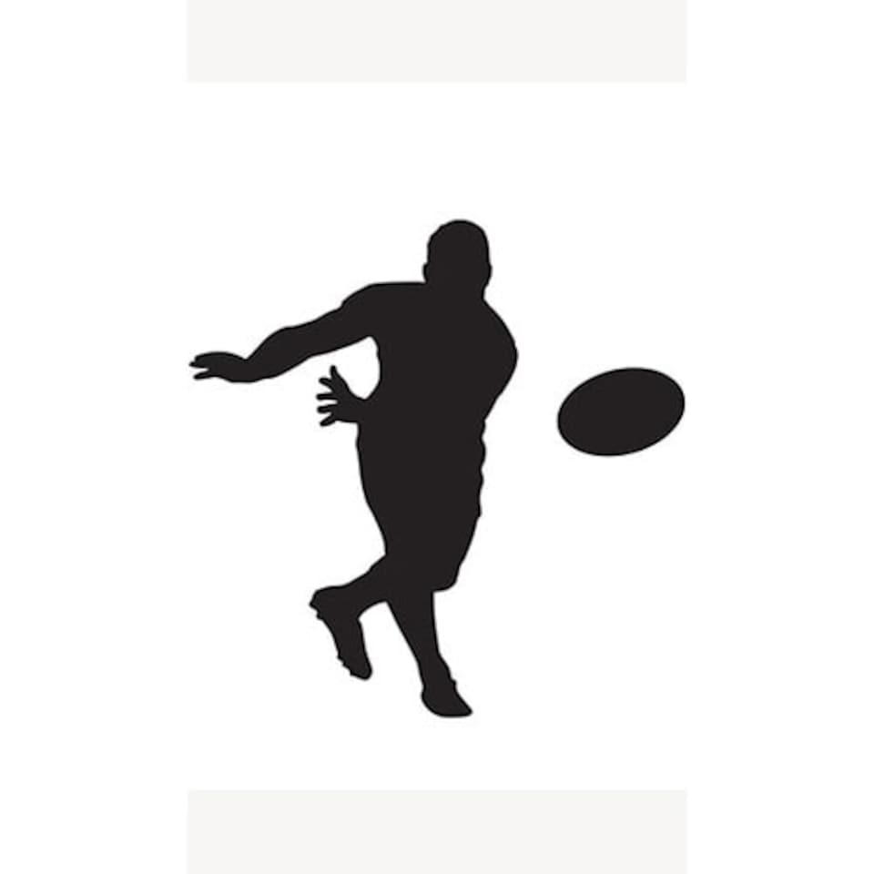 Rugby Player Ball Toss Silhouette PVC Lifesize Poster 182cm