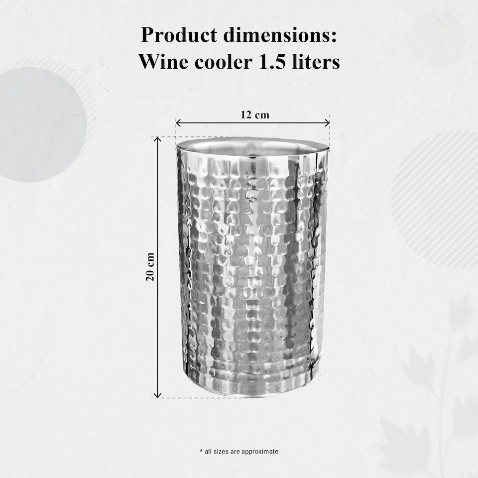 image 1 of Buckingham Double Wall Stainless Steel Professional Wine Cooler 1.5 Litre / 20 cm , hammered effect