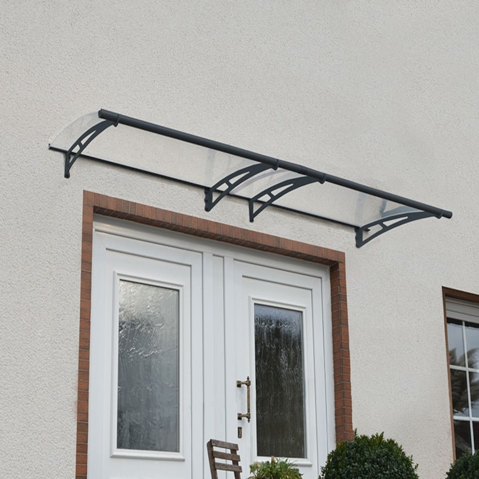 image 1 of Patio Cover Aquila Door Awning Canopy 3000 Clear - Acrylic - L302 x W91.5 x H17.5 cm - Grey Grey