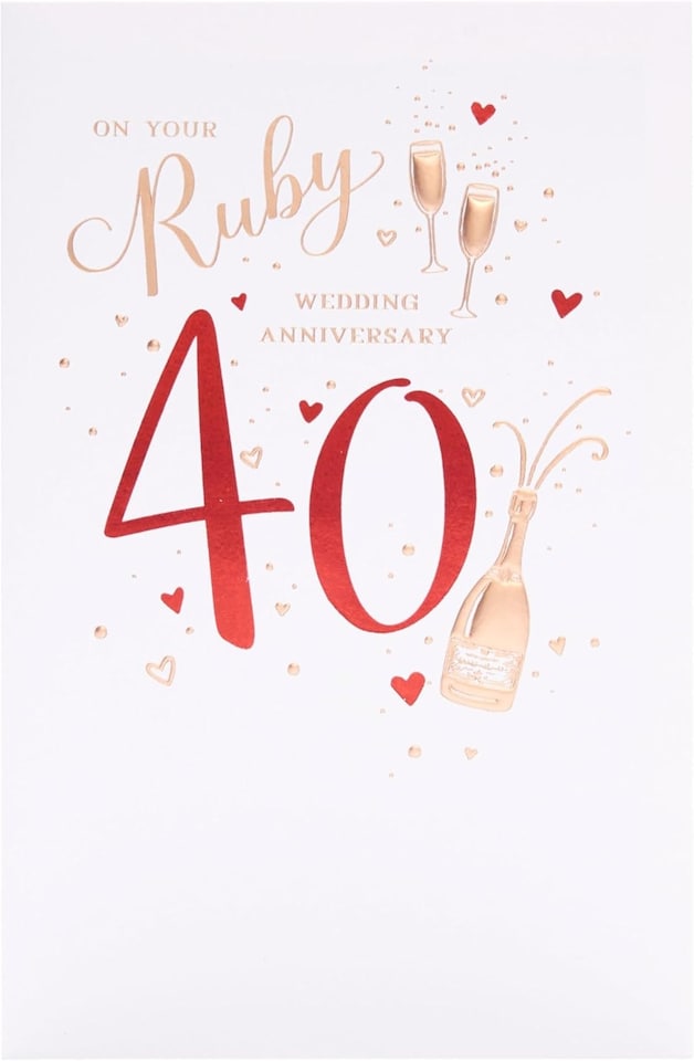 image 1 of Ruby Design 40th Wedding Anniversary Card for A Special Couple